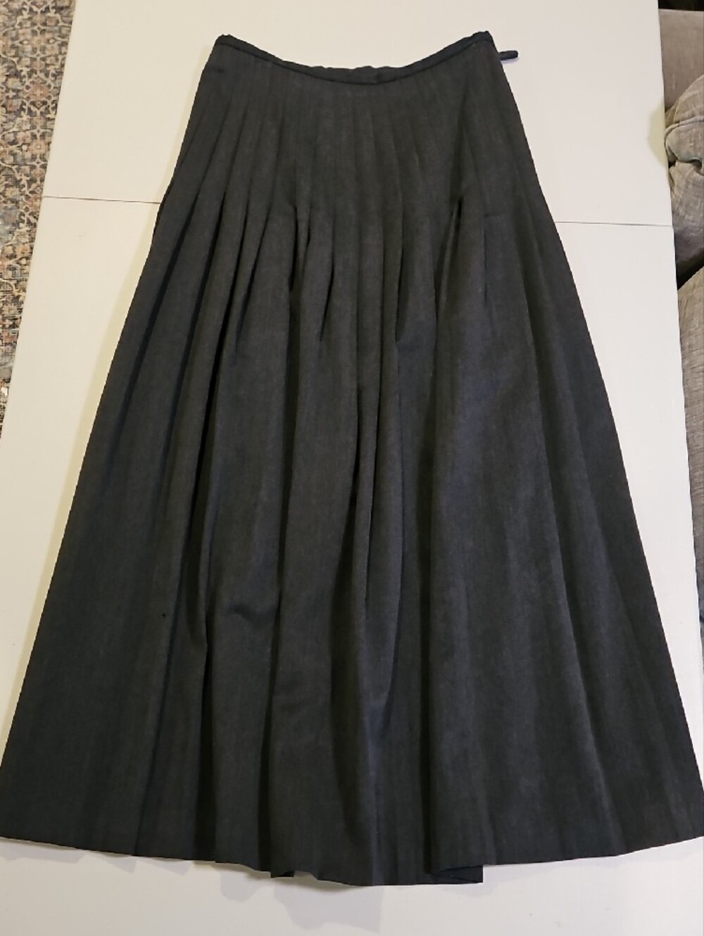 Vintage Valerie Stevens Charcoal Grey Pleated Maxi Skirt 0289
